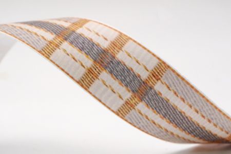 Creme, Grau und Gold Karomuster Band_AI